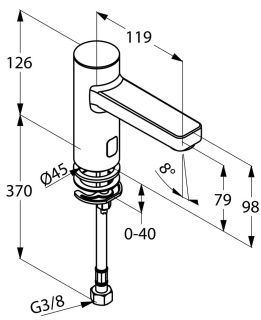 Электронный смеситель для раковины Kludi Zenta на одну подводку хром 3810505