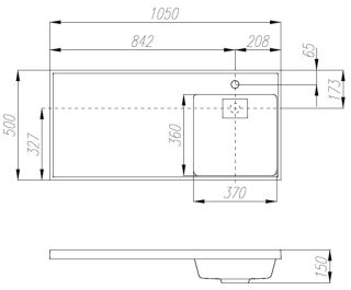 Раковина Акватон Лондри правая 105см 1A72223KLH010