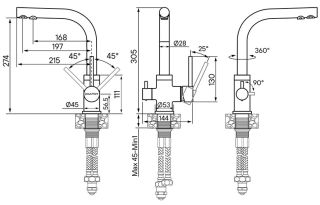 Смеситель для кухни Paulmark Essen Es213011-BLMCR чёрный металлик/хром