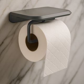 Держатель для туалетной бумаги с полочкой Knotlor PH103GM, оружейная сталь