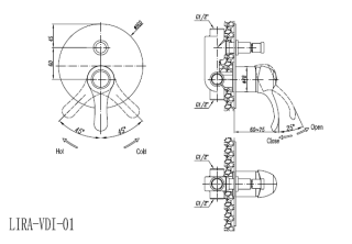 Встраиваемый смеситель для душа, с переключателем, золото Cezares LIRA-VDIM-03