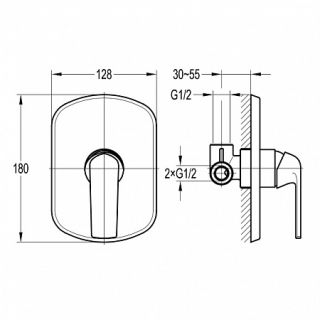 Встраиваемый однорычажный смеситель для душа, хром Cezares GLOBO-F-DIM-01