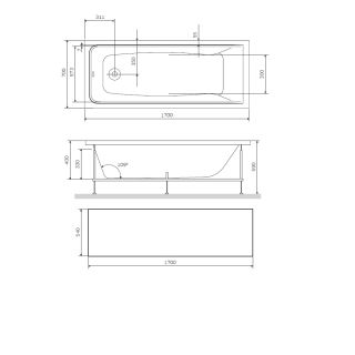 Фронтальная панель для ванны Am.Pm Gem S W93A-170-070B-P 170x70см чёрный матовый