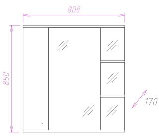 Шкаф-зеркало с подсветкой Onika Эльбрус 208022 правый 80см белый