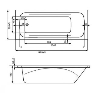 Акриловая ванна Roca Line 150х70 ZRU9302982