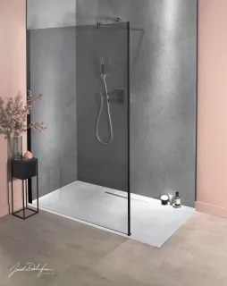 Душевая перегородка Jacob Delafon Contra E22W90-BLV 90 см профиль чёрный стекло прозрачное