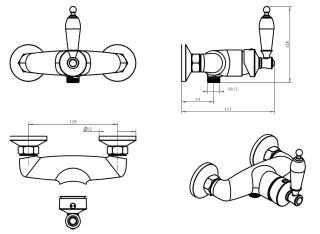 Смеситель для душа Boheme Vogue хром с черной керамикой_Комплект хром