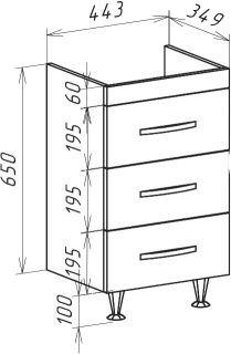 Тумба под раковину Bellezza Рокко 50см черный 00000010148