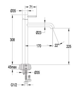 Смеситель для накладной раковины Omnires Y золото Y1212GL