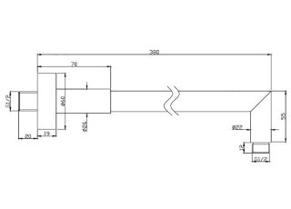 Кронштейн душевой Omnires 38см хром RA04CR