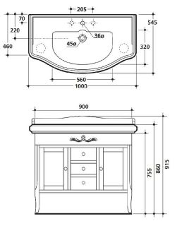 Тумба под раковину Kerasan Retro 734730 напольная Белая
