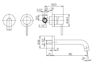 Встраиваемый смеситель для раковины Paini Cox 78CR208 хром