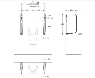 Перегородка для писсуара Kerama Marazzi PRO Cantero PROC.sep.02 белый