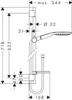 Душевой гарнитур Hansgrohe Raindance Select Е 150 3 jet 27856000 650 мм