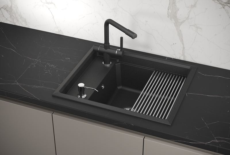 Мойка кухонная Granula Kitchen Space 6004, ЧЁРНЫЙ