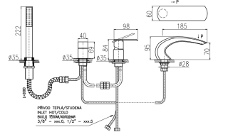 Смеситель на борт ванны Rav Slezak Loira LR572.5P хром
