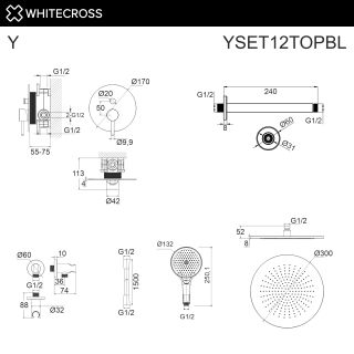 Душевой комплект WHITECROSS Y YSET12TOPNIB брашированный никель