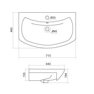 Мебельная раковина Santek Балтика 70 см белый