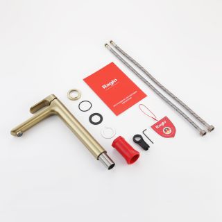 Высокий смеситель для раковины Raglo R03.15.03 золотой сатин