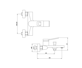 Смеситель для ванны Bronze de Luxe Element EL03GB, матовое золото/черный