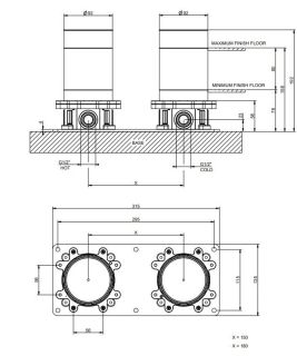 Скрытая часть напольного смесителя для ванны Gessi 65099.031