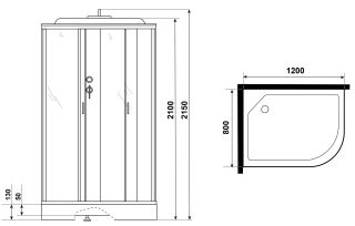Душевая кабина Niagara NG-3312-14LF с гидромассажем 120x80см серебро/матовое