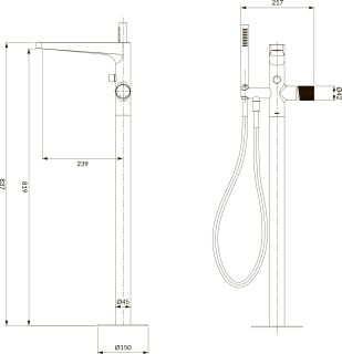 Напольный смеситель для ванны Omnires Contour антрацит CT8033AT
