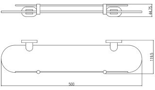 Стеклянная полка Rav Slezak Yukon YUA0900/50CMATZ Черный матовый Золото