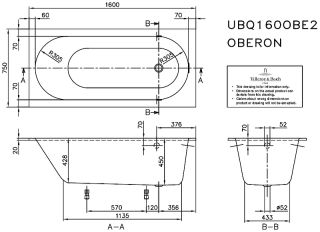Ванна Villeroy Boch Oberon UBQ160OBE2V-01 160 x 75 см квариловая