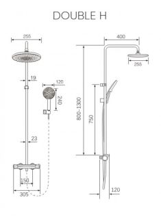 Душевая стойка Milleau Double H MLHi223PDD-MB черный