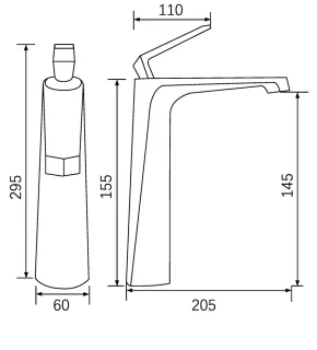 Смеситель для раковины Milleau CRISTAL MLV6223LH-GM оружейный серый полуглянцевый