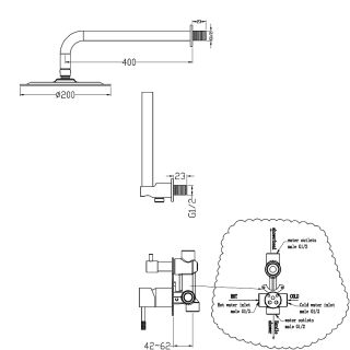 Душевая система Boheme Uno 464-BG чёрный/золото