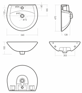 Раковина пьедестальная Sanita Аттика 55см белый