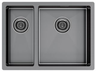 Мойка кухонная Paulmark Gerberg PM225944-GMR правая воронёная сталь
