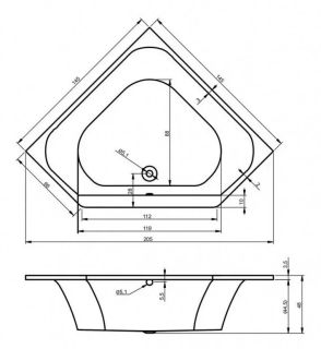 Акриловая ванна Riho Austin B005001005 145x145см белый
