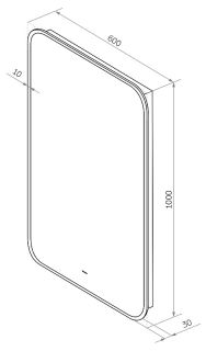 Зеркало с подсветкой Continent Torry ЗЛП1531 с бесконтактным сенсором 60x100см чёрный