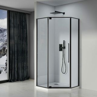 Душевой уголок Black&White Stellar Wind 8151000 100x100 см профиль чёрный матовый стекло прозрачное