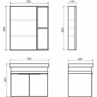 Тумба с раковиной Comforty Соло 00-00010978 70 см Дуб темно-коричневый