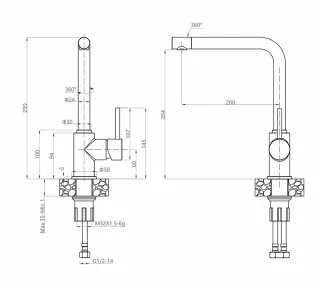 Смеситель для кухни GranFest 3651 графит