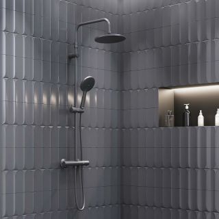 Душевая стойка Damixa Jupiter 977800300 с термостатом Черная матовая