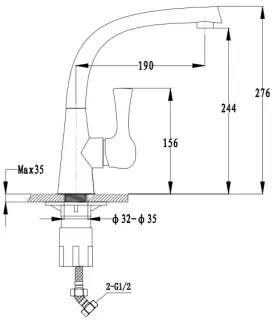 Смеситель для кухни GranFest  3723 черный
