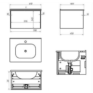 Тумба под раковину La Fenice Terra FNC-01-TER-BG-60 Синяя матовая 60 см