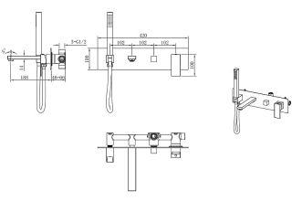 Встраиваемый смеситель для ванны Boheme Qubic 474-2-NB никель брашированный
