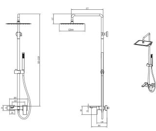 Душевая стойка Boheme Qubic 478-MG золото матовое