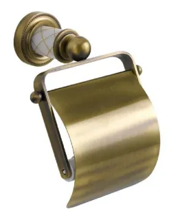 Держатель для туалетной бумаги с крышкой Boheme Murano 10901-W-BR бронза/белый