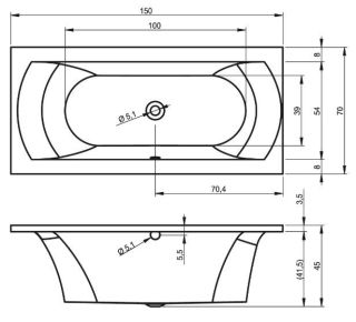 Акриловая ванна Riho Lima B049001005 150х70см белый