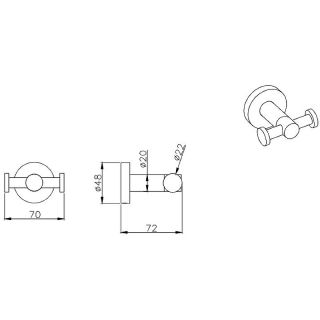 Двойной крючок Aquatek AQ4002CR Хром