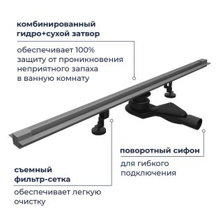Душевой лоток обрезной RGW SDR-50Gr 76215080-11 80 см серый