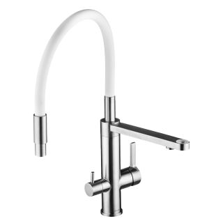 Смеситель для кухни Swedbe Selene Plus 8441K в комплекте с фильтром Аквафор Кристалл нержавеющая сталь/белый