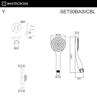 Душевая лейка WHITECROSS SET50BASICBL чёрный матовый